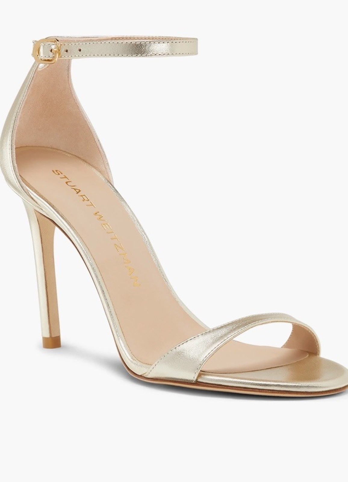 New Stuart Weitzman Nudist Light Gold Ankle-Strap Sz 6 Sandal $525